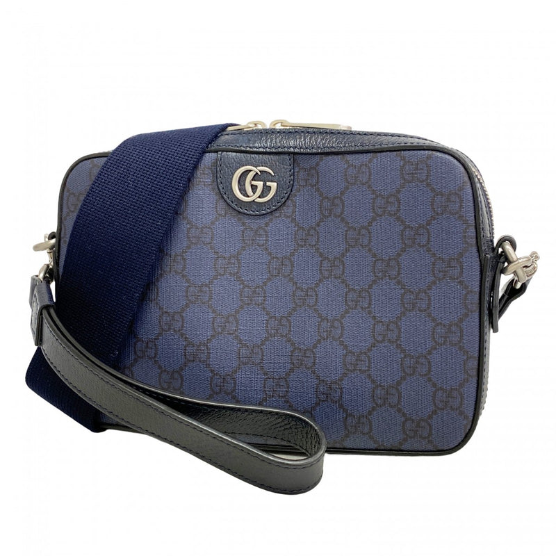 ★最終価格【6de6134】グッチ ショルダーバッグ GGマーモント 699439 PVC ネイビー シルバー金具【中古】メンズ