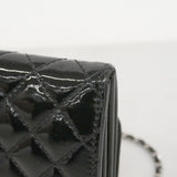 ★SALE【6de6251-k】シャネル ショルダーウォレット マトラッセ チェーンショルダー パテントレザー ブラック シルバー金具【中古】レディース