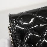 ★SALE【6de6251-k】シャネル ショルダーウォレット マトラッセ チェーンショルダー パテントレザー ブラック シルバー金具【中古】レディース