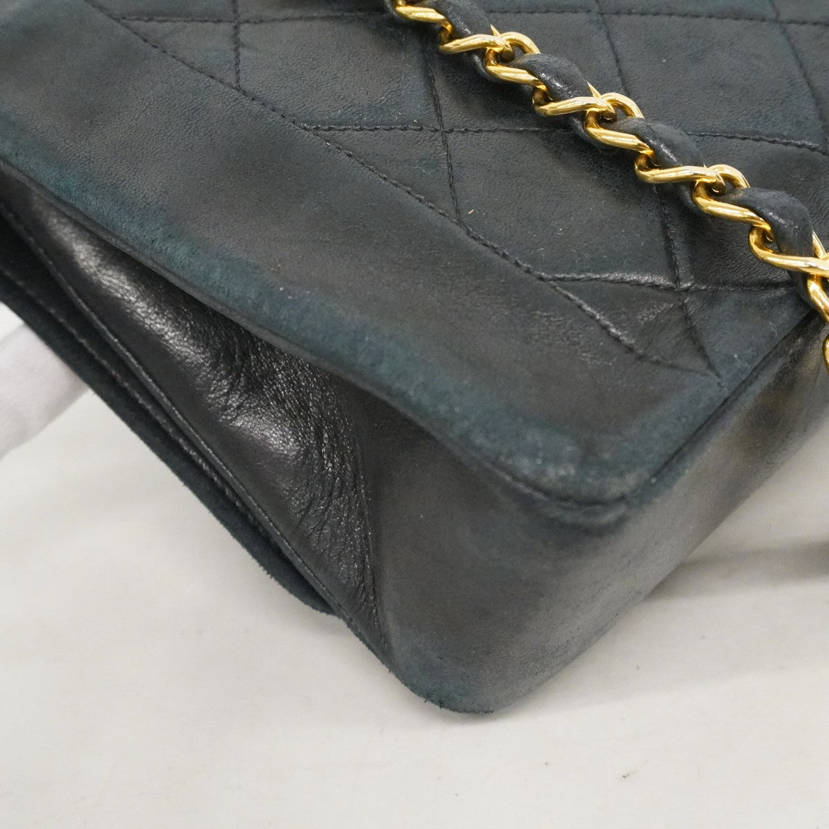 ★最終価格★SALE【6de6255-k】シャネル ショルダーバッグ ダイアナ チェーンショルダー ラムスキン ブラック ゴールド金具【中古】レディース