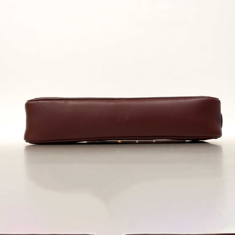 【6de6297】カルティエ ショルダーバッグ マスト レザー ボルドー ゴールド金具【中古】レディース