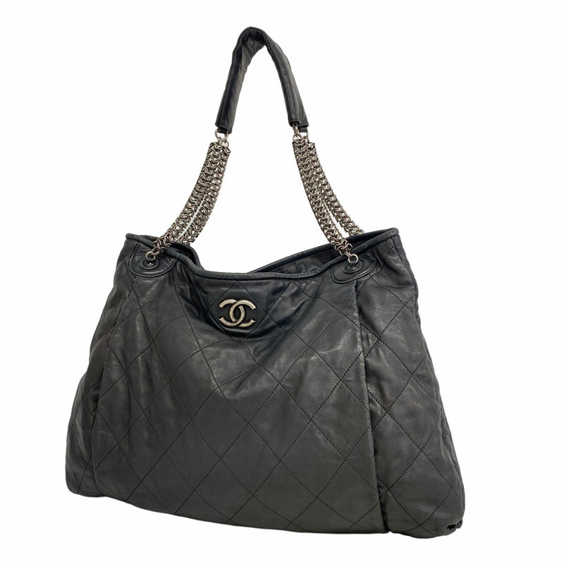 ★SALE【6de6417】シャネル ショルダーバッグ マトラッセ チェーンショルダー ラムスキン ブラック シルバー金具【中古】レディース