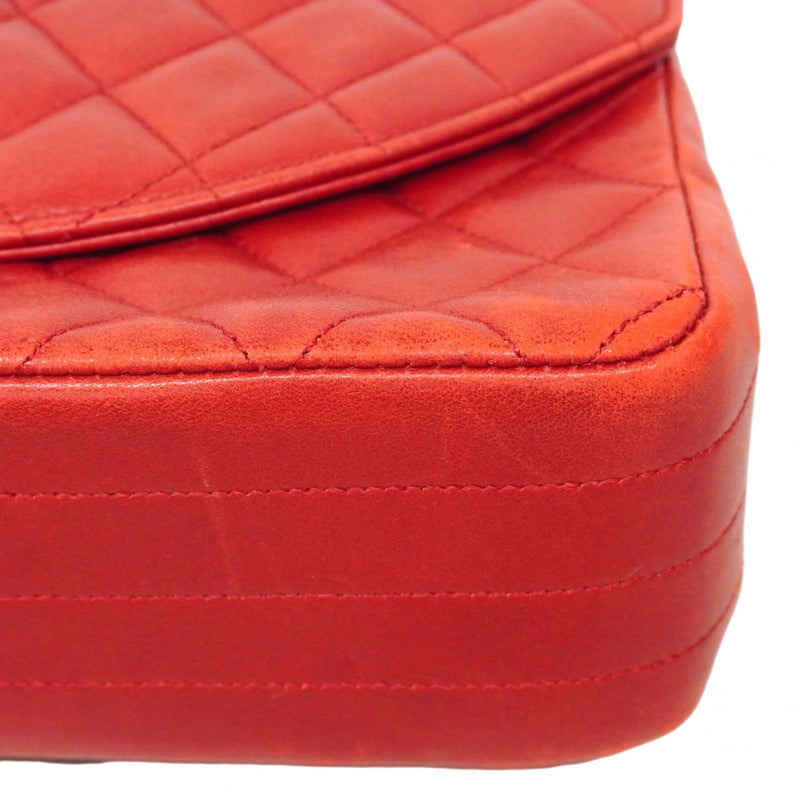 【6de6466-k】シャネル ショルダーバッグ マトラッセ チェーンショルダー ラムスキン レッド ゴールド金具【中古】レディース