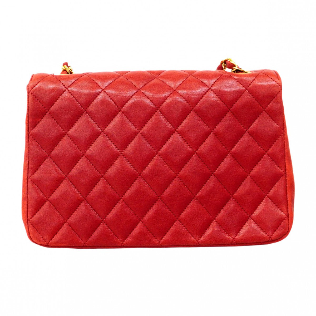 【6de6466-k】シャネル ショルダーバッグ マトラッセ チェーンショルダー ラムスキン レッド ゴールド金具【中古】レディース