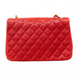 【6de6466-k】シャネル ショルダーバッグ マトラッセ チェーンショルダー ラムスキン レッド ゴールド金具【中古】レディース
