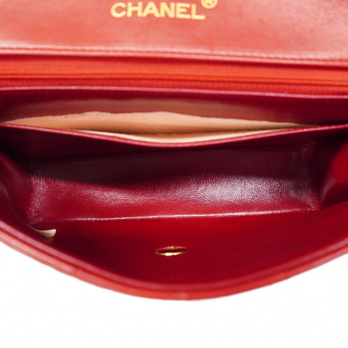 【6de6466-k】シャネル ショルダーバッグ マトラッセ チェーンショルダー ラムスキン レッド ゴールド金具【中古】レディース