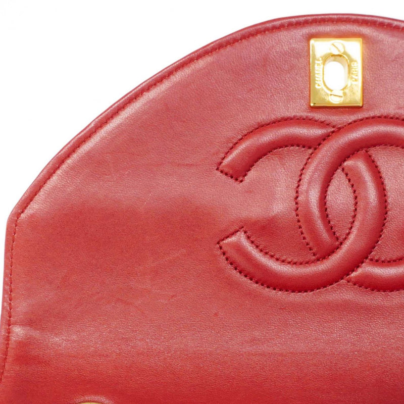 【6de6466-k】シャネル ショルダーバッグ マトラッセ チェーンショルダー ラムスキン レッド ゴールド金具【中古】レディース