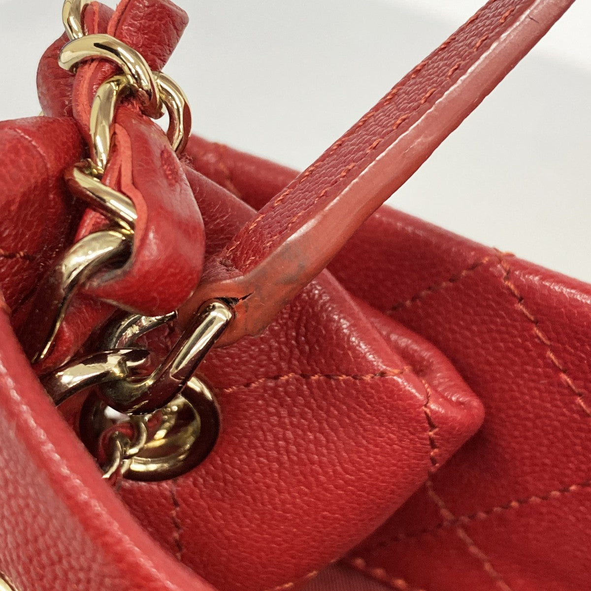 ★SALE【6de6517】シャネル ハンドバッグ マトラッセ チェーンショルダー キャビアスキン レッド ゴールド金具 2wayバッグ【中古】レディース