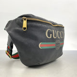 ★SALE【6ea0003-k】グッチ ウエストバッグ 530412 レザー ブラック ゴールド金具【中古】メンズ