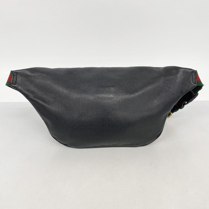 ★SALE【6ea0003-k】グッチ ウエストバッグ 530412 レザー ブラック ゴールド金具【中古】メンズ