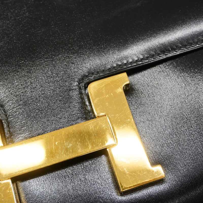 ★在庫処分★最終価格★SALE【6ea0032】エルメス ショルダーバッグ コンスタンス23 ボックスカーフ ブラック ゴールド金具 〇S刻印【中古】レディース