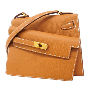★SALE【6ea0050-g】エルメス ショルダーバッグ ケリー20無秩序 ヴォーエプソン ゴールド ゴールド金具 U刻印【中古】レディース