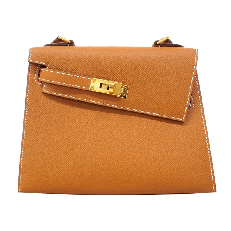 ★SALE【6ea0050-g】エルメス ショルダーバッグ ケリー20無秩序 ヴォーエプソン ゴールド ゴールド金具 U刻印【中古】レディース