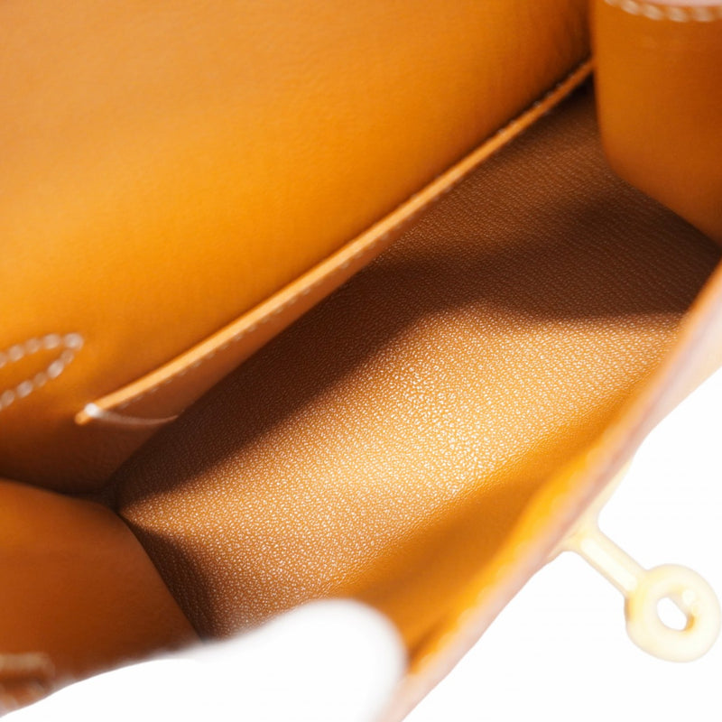 ★SALE【6ea0050-g】エルメス ショルダーバッグ ケリー20無秩序 ヴォーエプソン ゴールド ゴールド金具 U刻印【中古】レディース