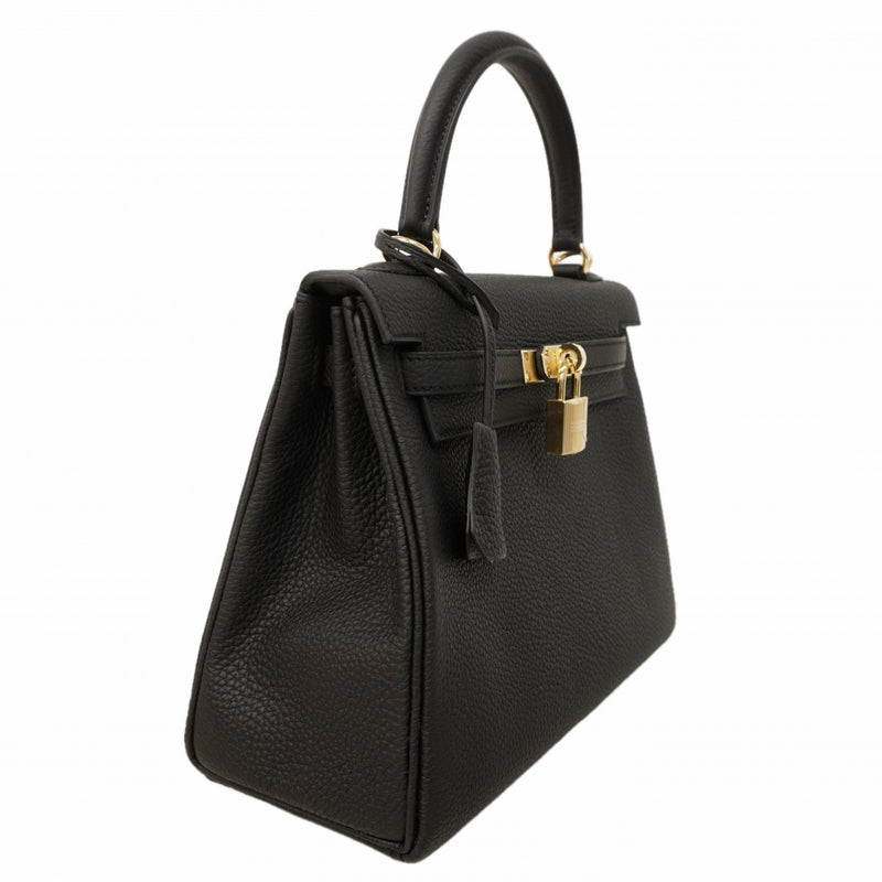 ★SALE【6ea0101-g】エルメス ハンドバッグ ケリー25 トゴ ブラック ゴールド金具 W刻印 2wayバッグ【中古】レディース