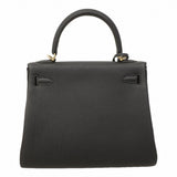 ★SALE【6ea0101-g】エルメス ハンドバッグ ケリー25 トゴ ブラック ゴールド金具 W刻印 2wayバッグ【中古】レディース