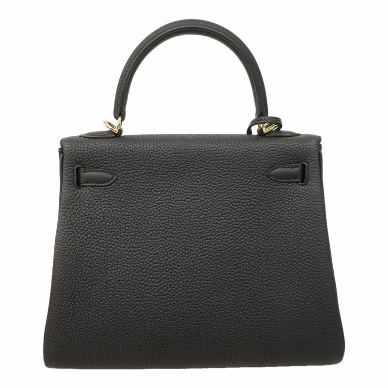 ★SALE【6ea0101-g】エルメス ハンドバッグ ケリー25 トゴ ブラック ゴールド金具 W刻印 2wayバッグ【中古】レディース
