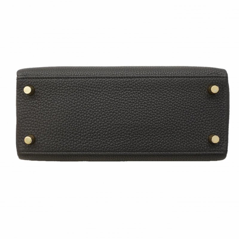 ★SALE【6ea0101-g】エルメス ハンドバッグ ケリー25 トゴ ブラック ゴールド金具 W刻印 2wayバッグ【中古】レディース