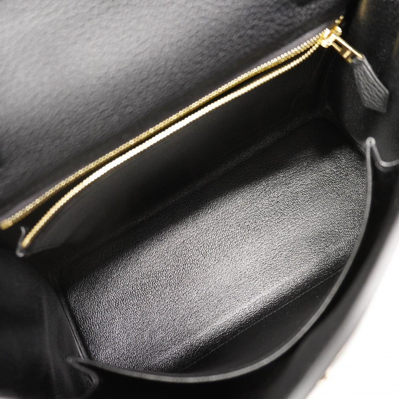 ★SALE【6ea0101-g】エルメス ハンドバッグ ケリー25 トゴ ブラック ゴールド金具 W刻印 2wayバッグ【中古】レディース