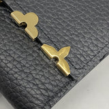 【6ea0120-k】ルイヴィトン 三つ折り財布 トリヨン ポルトフォイユカプシーヌ M82764 ノワール【中古】レディース
