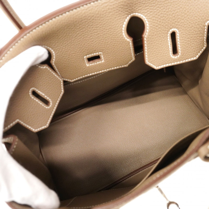 ★SALE【6ea0149-g】エルメス ハンドバッグ バーキン30 トゴ エトゥープ シルバー金具 Ｘ刻印【中古】レディース