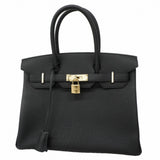 ★SALE【6ea0156-e-g】エルメス ハンドバッグ バーキン30 トゴ ブラック シャンパンゴールド金具 K刻印【中古】レディース