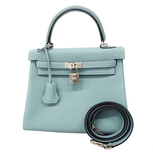 ★SALE【6ea0157-e-g】エルメス ハンドバッグ ケリー25 トゴ シエル シルバー金具 Y刻印 2wayバッグ【中古】レディース