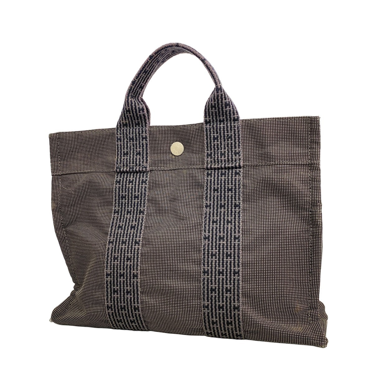 【6eb0761-k】エルメス ハンドバッグ エールラインMM キャンバス グレー シルバー金具【中古】メンズ レディース ユニセックス