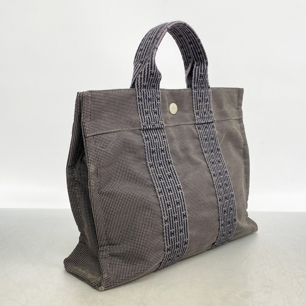 【6eb0761-k】エルメス ハンドバッグ エールラインMM キャンバス グレー シルバー金具【中古】メンズ レディース ユニセックス