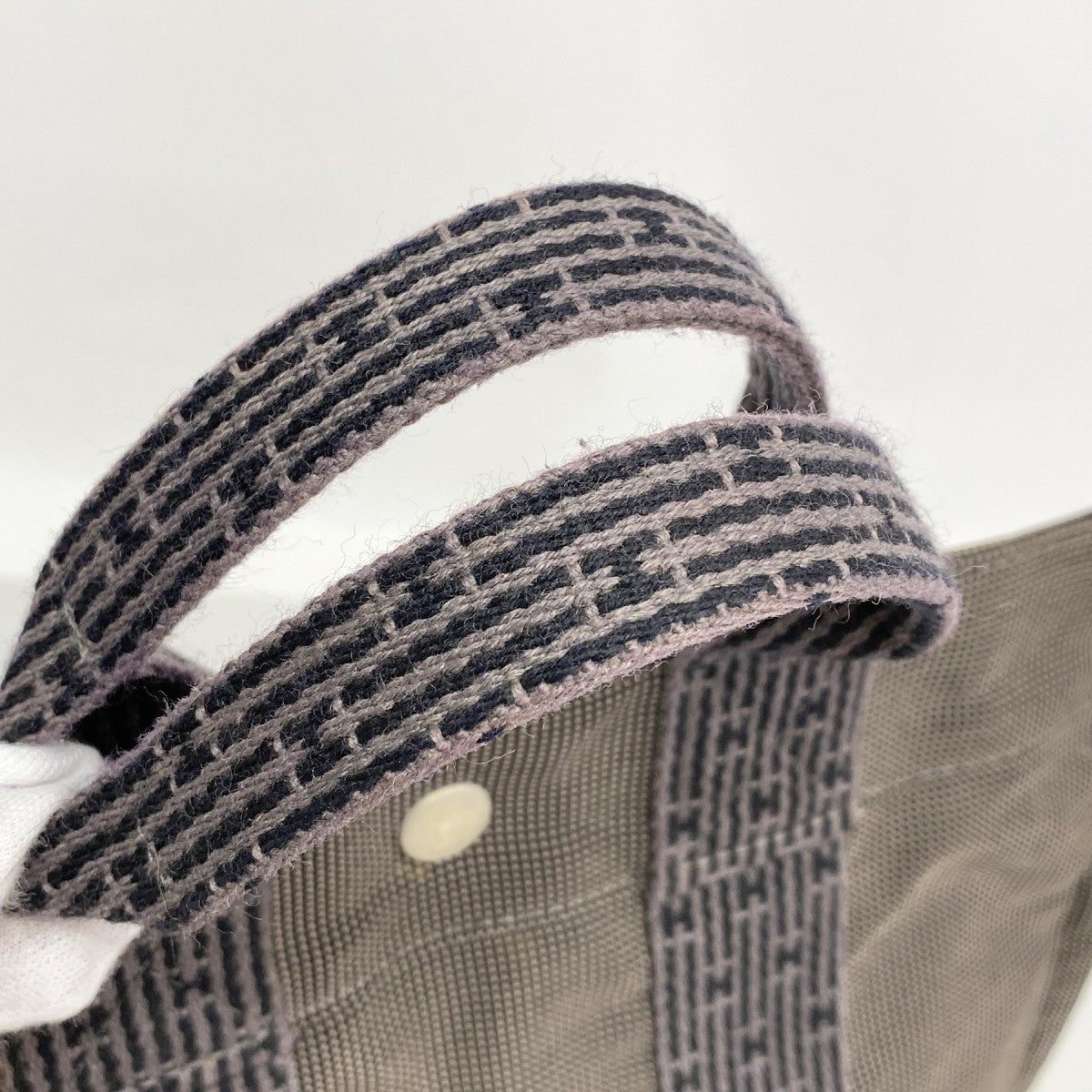 【6eb0761-k】エルメス ハンドバッグ エールラインMM キャンバス グレー シルバー金具【中古】メンズ レディース ユニセックス