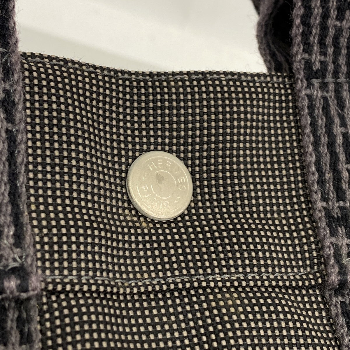 【6eb0761-k】エルメス ハンドバッグ エールラインMM キャンバス グレー シルバー金具【中古】メンズ レディース ユニセックス