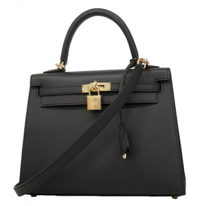 ★SALE【6eb0861-g】エルメス ハンドバッグ ケリー25 ヴォーエプソン グリミスティ ゴールド金具 K刻印 2wayバッグ【中古】レディース