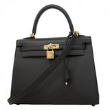 ★SALE【6eb0861-g】エルメス ハンドバッグ ケリー25 ヴォーエプソン グリミスティ ゴールド金具 K刻印 2wayバッグ【中古】レディース