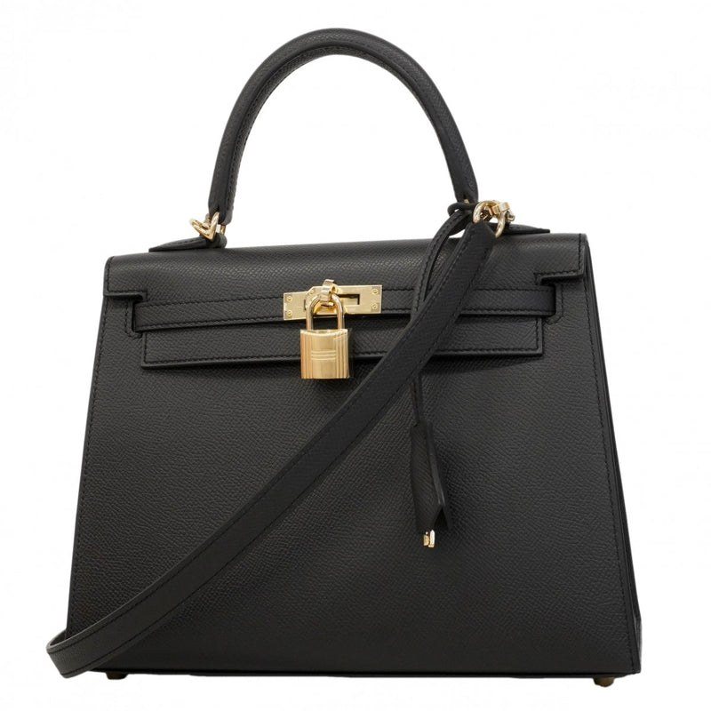 ★SALE【6eb0861-g】エルメス ハンドバッグ ケリー25 ヴォーエプソン グリミスティ ゴールド金具 K刻印 2wayバッグ【中古】レディース