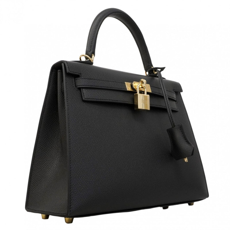 ★SALE【6eb0861-g】エルメス ハンドバッグ ケリー25 ヴォーエプソン グリミスティ ゴールド金具 K刻印 2wayバッグ【中古】レディース
