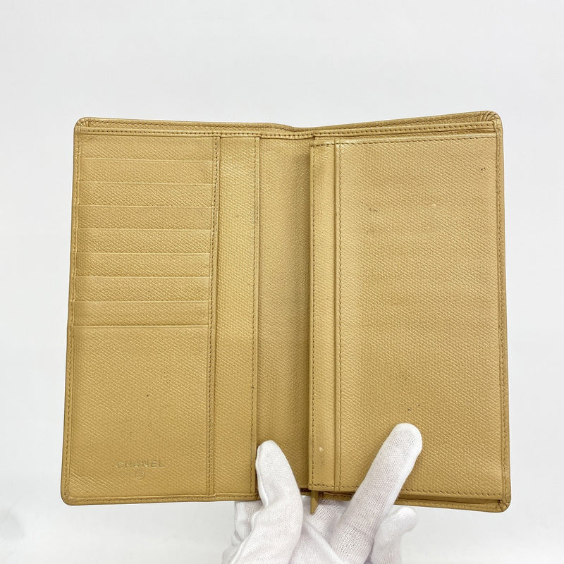 【6eb1004-k】シャネル 長財布 ココボタン レザー ベージュ ゴールド金具【中古】レディース