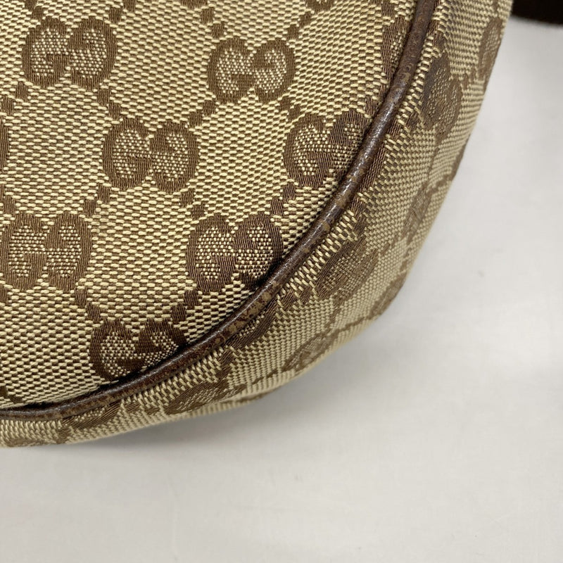 【6eb1072-k】グッチ ショルダーバッグ GGキャンバス 122790 キャンバス ベージュ ブラウン シルバー金具【中古】レディース