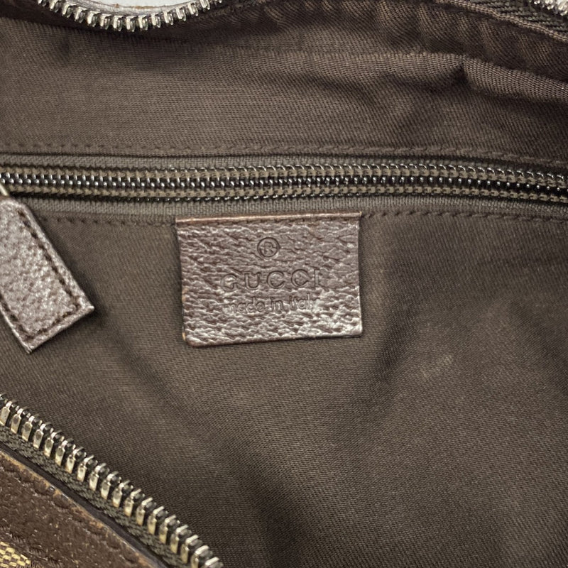 【6eb1072-k】グッチ ショルダーバッグ GGキャンバス 122790 キャンバス ベージュ ブラウン シルバー金具【中古】レディース