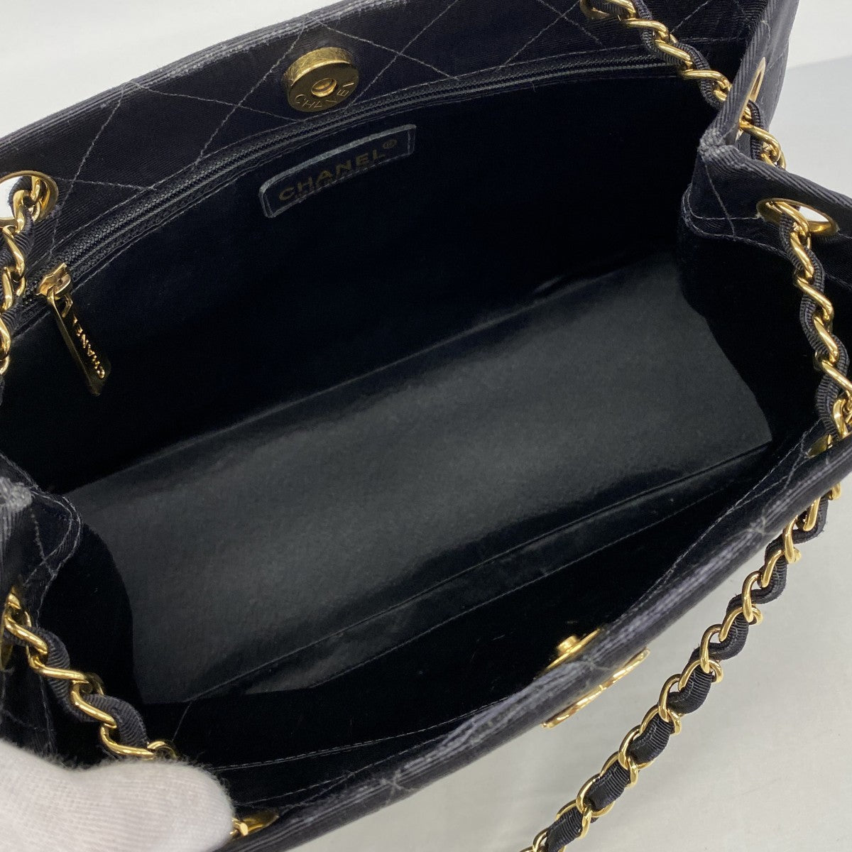 ★在庫処分★最終価格★SALE【6eb1076-k】シャネル ショルダーバッグ マトラッセ チェーンショルダー キャンバス ブラック ゴールド金具【中古】レディース