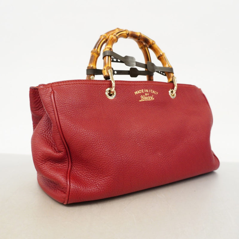 【6eb1291-k】グッチ ハンドバッグ バンブー 323660 レザー レッド ゴールド金具 2wayバッグ【中古】レディース