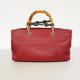【6eb1291-k】グッチ ハンドバッグ バンブー 323660 レザー レッド ゴールド金具 2wayバッグ【中古】レディース