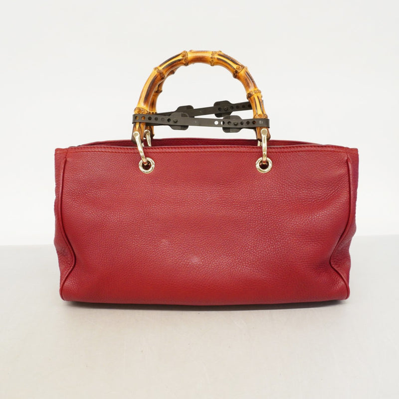 【6eb1291-k】グッチ ハンドバッグ バンブー 323660 レザー レッド ゴールド金具 2wayバッグ【中古】レディース