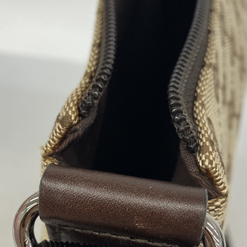 【6eb1354-k】グッチ ショルダーバッグ GGキャンバス 145857 キャンバス ブラウン シルバー金具【中古】レディース