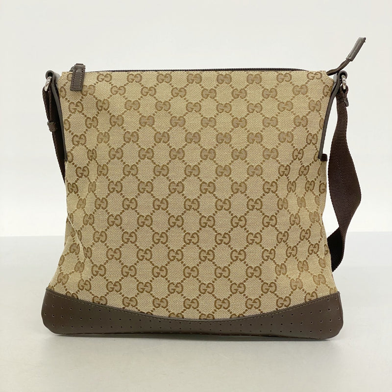 【6eb1354-k】グッチ ショルダーバッグ GGキャンバス 145857 キャンバス ブラウン シルバー金具【中古】レディース