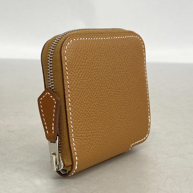 【6eb1588】エルメス コインケース アザップロングシルクインコンパクトミニ ヴォーエプソン ゴールド シルバー金具 C刻印【中古】メンズ レディース ユニセックス