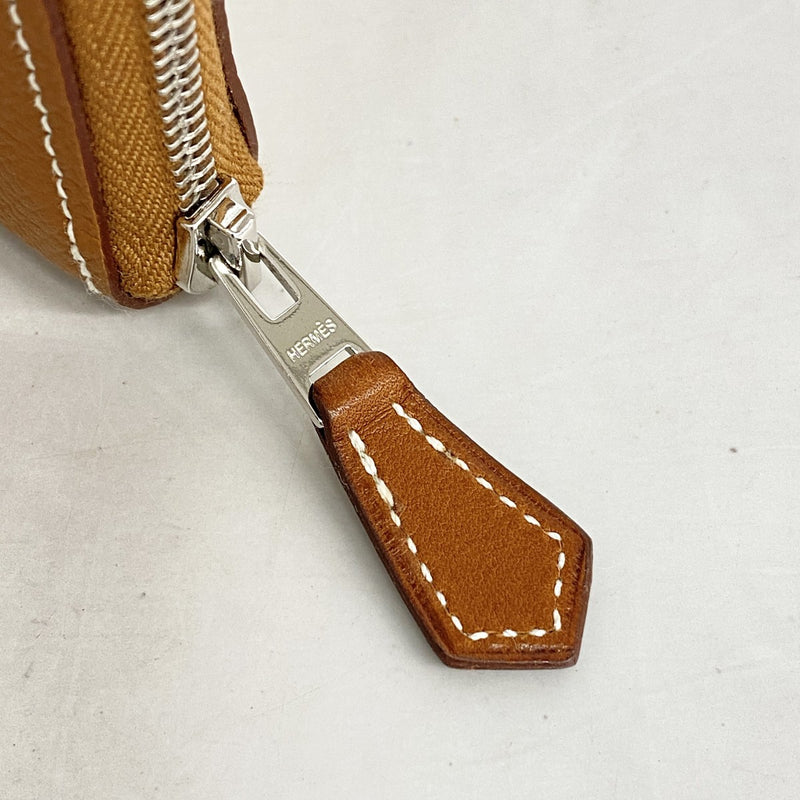 【6eb1588】エルメス コインケース アザップロングシルクインコンパクトミニ ヴォーエプソン ゴールド シルバー金具 C刻印【中古】メンズ レディース ユニセックス