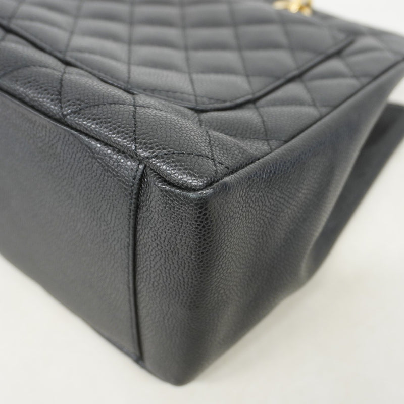 【6eb1742】シャネル チェーントート マトラッセ キャビアスキン ブラック ゴールド金具【中古】レディース