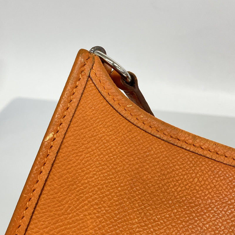 【6eb1760】エルメス ショルダーバッグ エヴリンTPM ヴォーエプソン オレンジ シルバー金具 □H刻印【中古】レディース