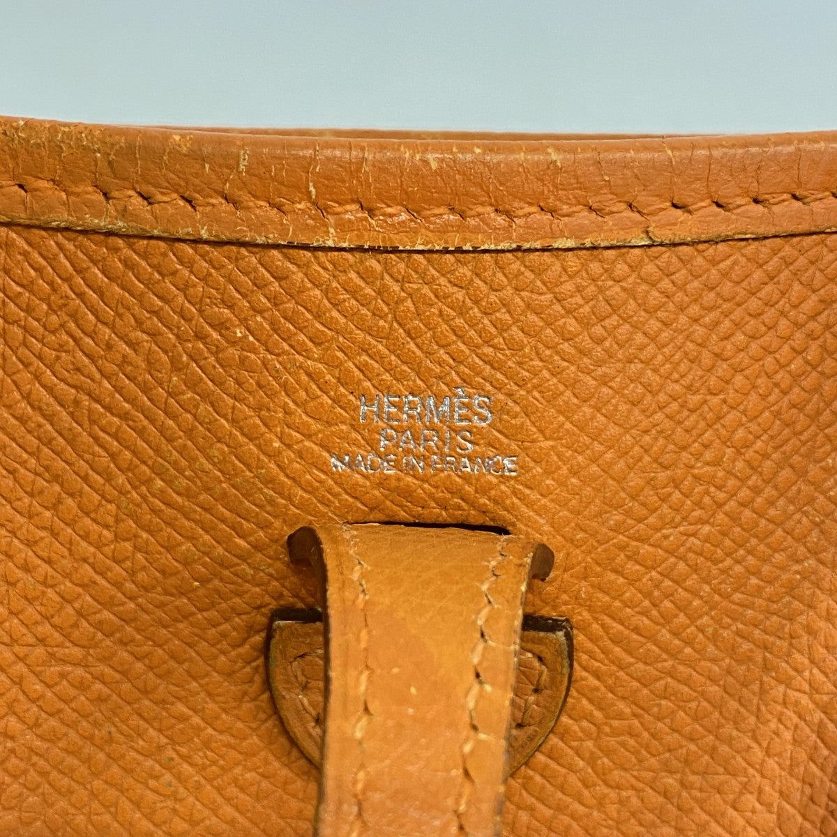【6eb1760】エルメス ショルダーバッグ エヴリンTPM ヴォーエプソン オレンジ シルバー金具 □H刻印【中古】レディース