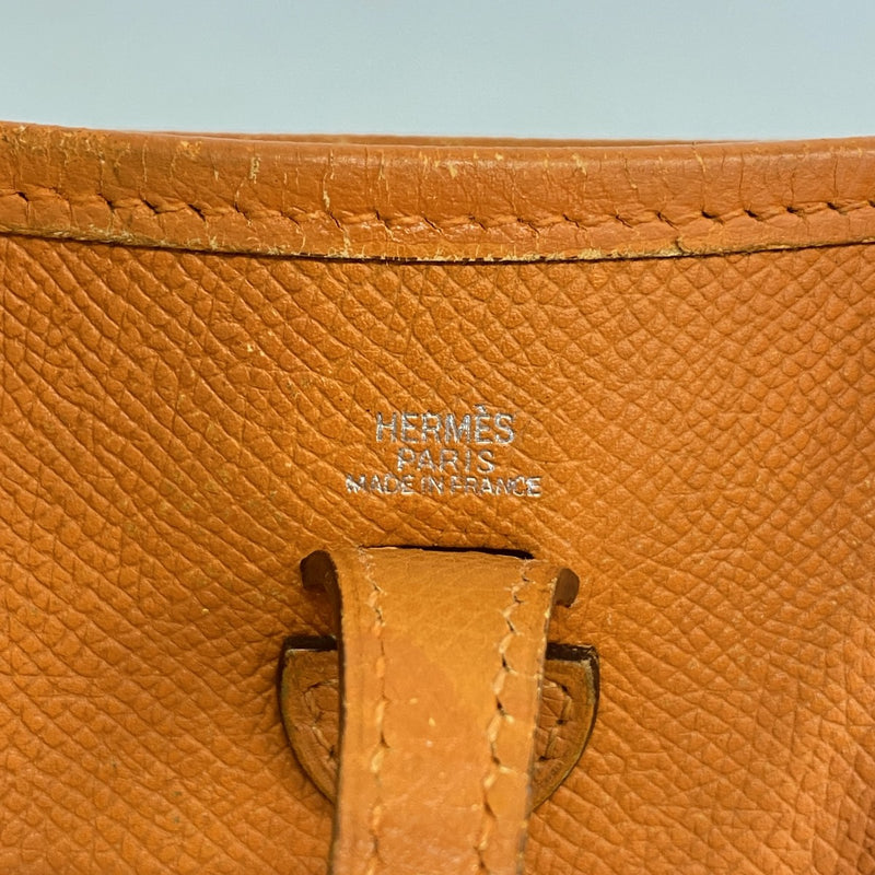 【6eb1760】エルメス ショルダーバッグ エヴリンTPM ヴォーエプソン オレンジ シルバー金具 □H刻印【中古】レディース